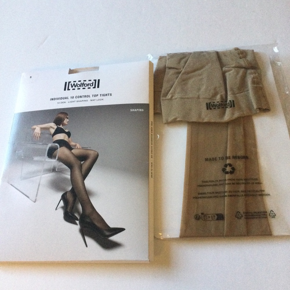 WOLFORD INDIVIDUAL 10 CONTROL TOP TIGHTS IN GOBI SIZE SMALL NWT